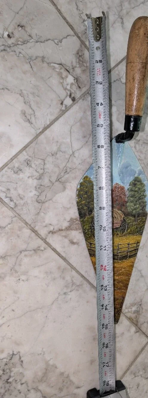 Vintage Hand Painted Garden Trowel Wall Art, Signed L. Frogue, Rustic Country
